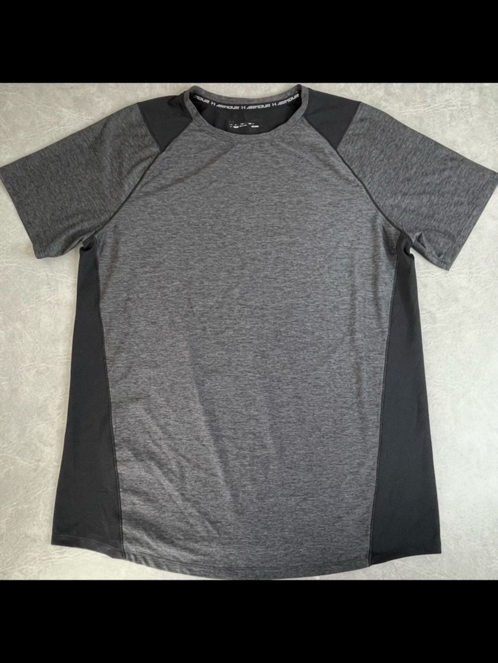 Under Armour Gray and Black Short Sleeve HeatGear Workout Tee